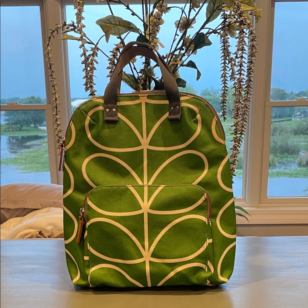 Orla Kiely Leaf Pattern Green Backpack